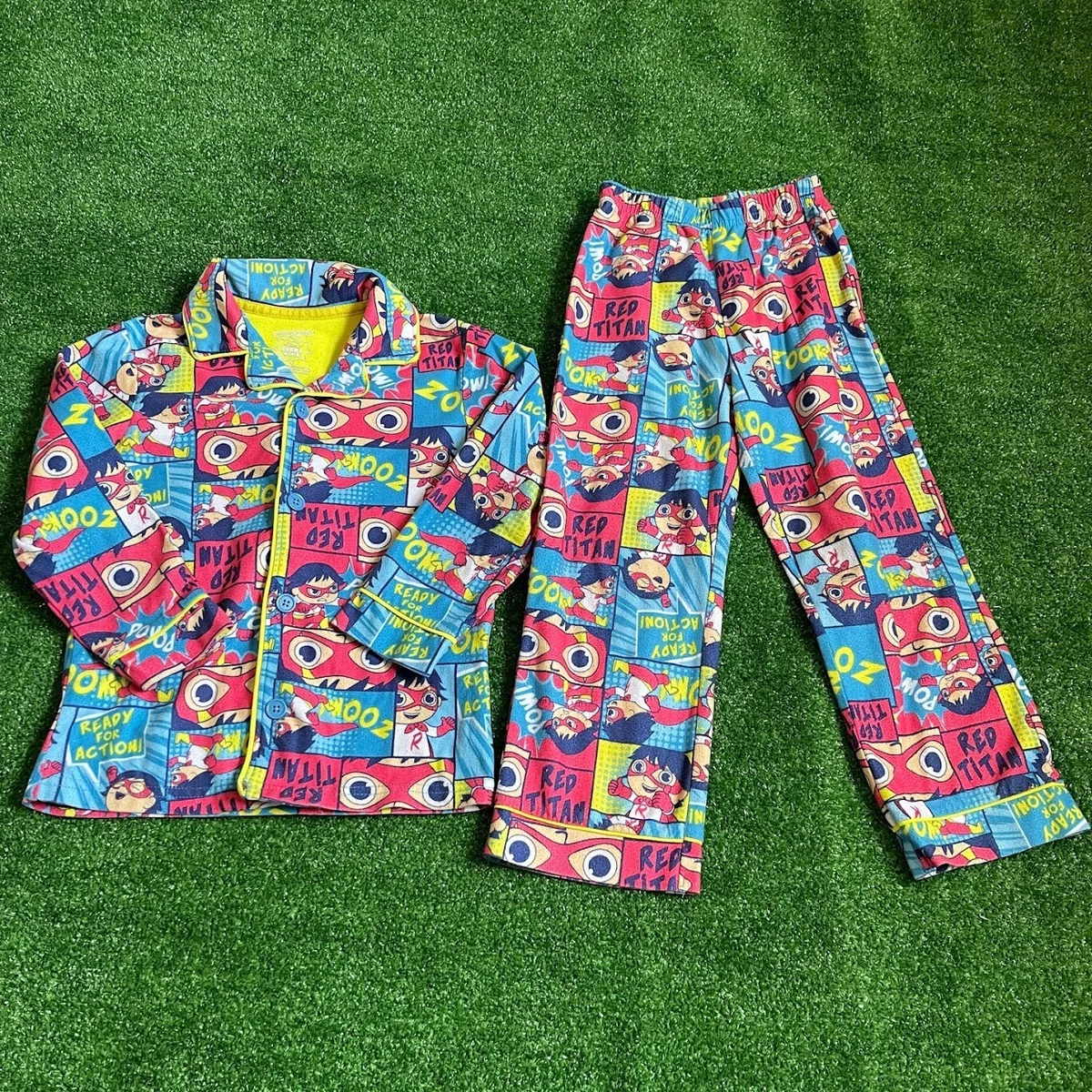 Ryan s World Boys 2 piece Long Sleeve Long Pant Coat Style PJ