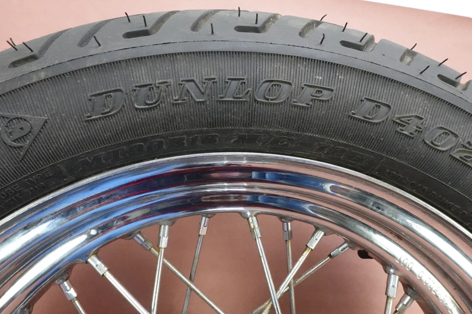 2000 - 2006 Harley Davidson Heritage Softail FLSTCI Front DUNLOP Tire Rim Whee - Image 4 of 4