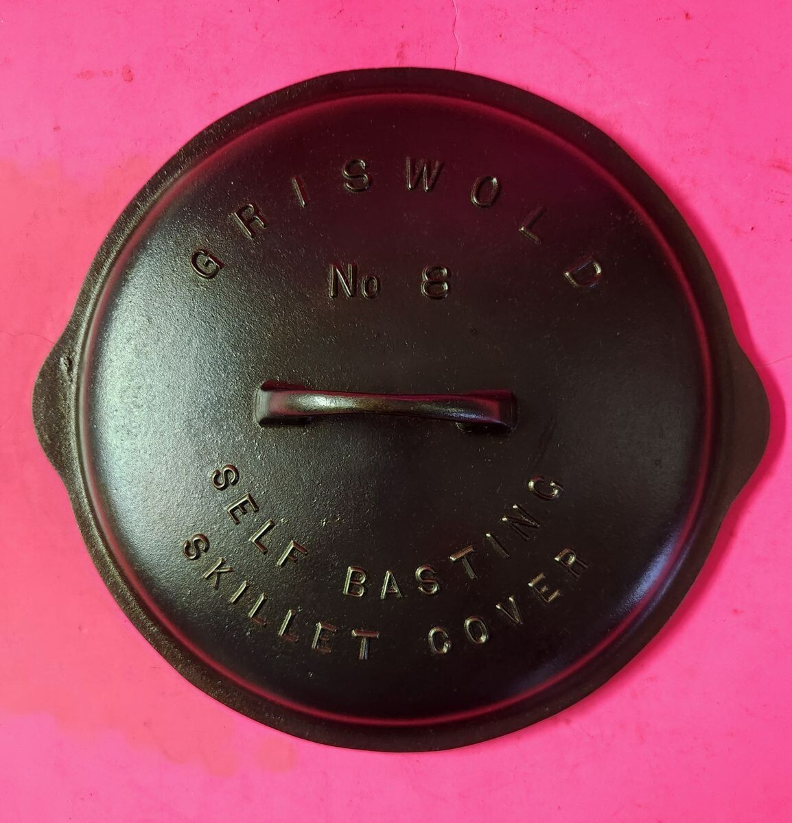Griswold 8 Cast Iron Raised Letter Low Dome 468 Self Basting Skillet
