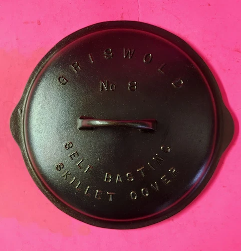 Griswold #8 Cast Iron Raised Letter Low Dome 468  Self Basting Skillet Cover