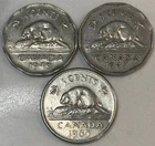 Canada 1947 1949 1965 Canadian 5 Cents Lot of 3 Ungraded Coins