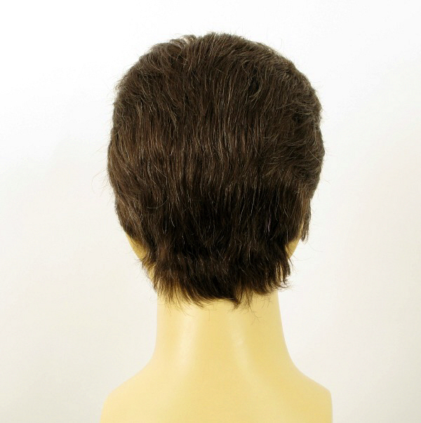 Perruque Homme 100% Cheveux Naturels Châtain - Taille Moyenne, Courte, Ref DAVID 6spw - Neuf Avec étiquettes