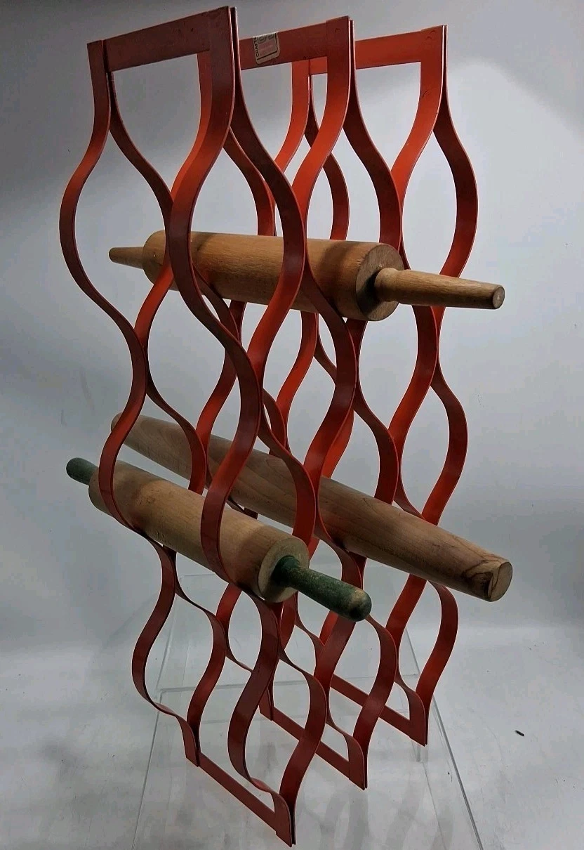 Mcm Steel Wine, Rolling Pin Rack Vintage Modernist No Rolling Pins For Pics Only