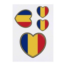 4 x 'Romania Flag Heart' Temporary Tattoos / Transfers TO00062260 