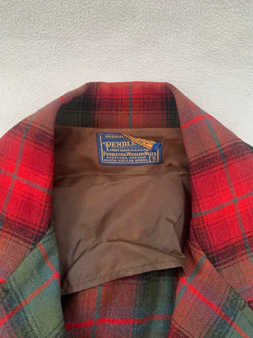 Pendleton Check Leather Trim Tailored Jacket S Re… - image 4