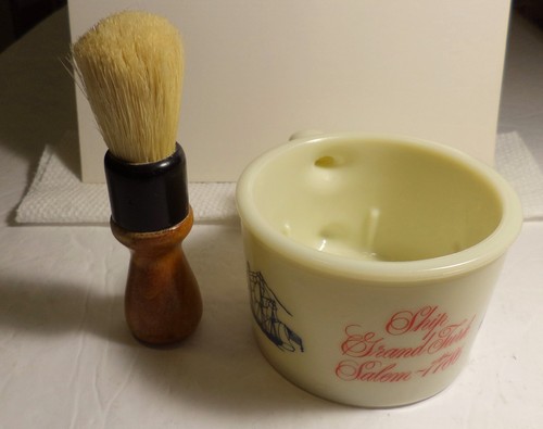 VTG OLD SPICE SHIP GRAND TURK SALEM 1786 SHAVING MUG & EVER READY BRUSH GREAT