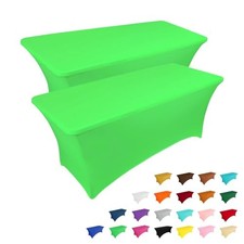 2 Pack 6FT Table Cloth for Rectangular Fitted Events 6 Ft - 2 Pcs Green