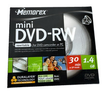 Memorex mini DVD-RW 1.4GB 30 min Rewritable Camcorder Disc New Sealed