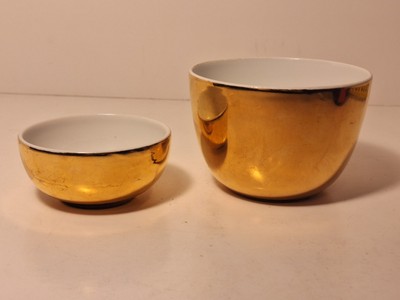 Royal Worcester Gold Lustre Open Sugar Bowl & Tea Cup Porcelain 22k KD1100