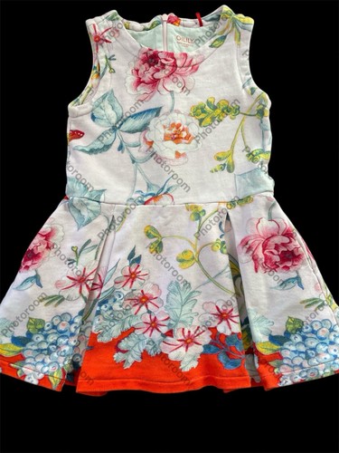 Vestido Plisado Tejido 100% Algodón Estampado Floral Multicolor Usado en Excelente Condición-110cm 5T - Imagen 1 de 6