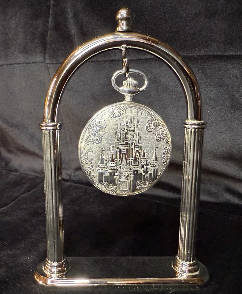 Disney World Magic Kingdom Sterling Silver Pocket Watch Cinderella’s Castle RARE - Image 4 of 4