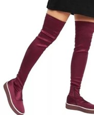 Women Free People Boots Red Satin 40