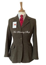 SMART MAIDS EQUETECH GREEN TWEED SHOWING JACKET  SIZE 8 (32)