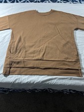 Zenana Sweatshirt Crew Neck Women  s Brown XL Side Pockets