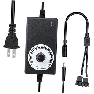 3-12V 24W Adjustable Power Supply Fan Speed Controller, 100-240V AC to DC 3