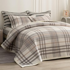 tohrisa Cotton Plaid Quilt Set, Ultra Soft 3 Pieces Queen Size Bedding with 2...