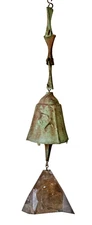 24" Soleri Cosanti Brutalist Bronze Metal Sculpture Wind Bell Chime Vtg Rare Mcm