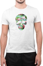 Funny Skull Decorated Unisex Flower Slay Tumblr Novelty Top T-Shirt