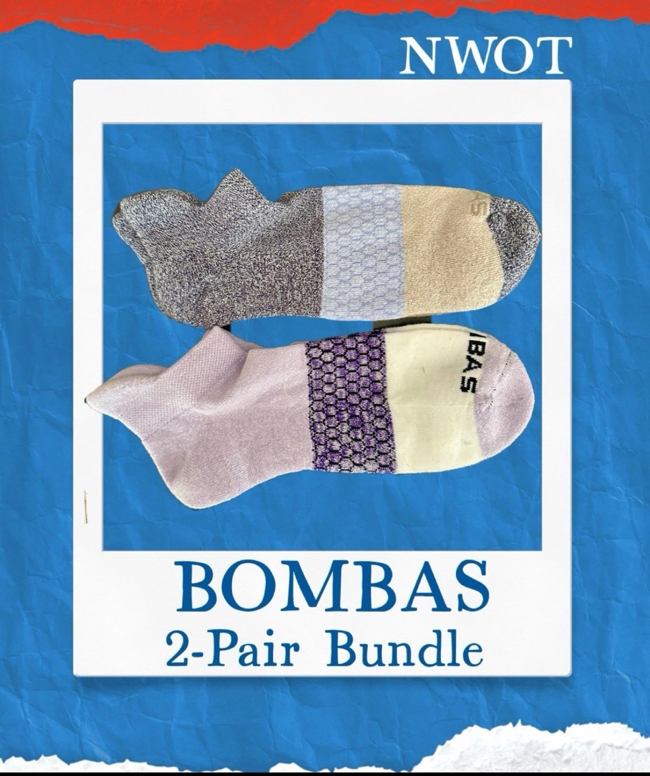 Bombas Women's Tri-Block Ankle Socks, LARGE, 2pair