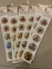 vintage STRIPS Teddy Bear Stickers 90s Reflective 1x