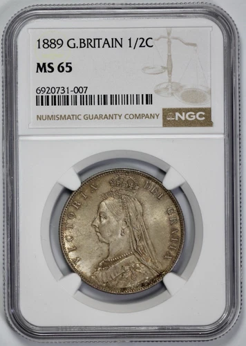 1889 Great Britain Silver Half Crown NGC MS 65