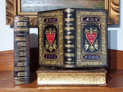 PREZIOSE Gesangbuch Bückeburg 1898 LUXUSAUSGABE Prachtvoller LEDER HANDEINBAND - Bild 1 von 4