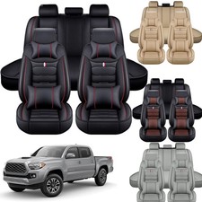 For Toyota Tacoma Car Seat Cover Full Set Leather 5-seats Front Rear Protector For Toyota Tacoma Car Seat Cover Full Set Leather 5-seats Front Rear Protector