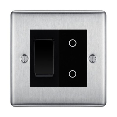 BG Gebürsteter Stahl 2G Custom Schalter 1x 2Wege 1x Master Touch Dimmer Schwarz Einsätze