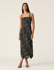 MOS The Label Dahlia Lace Midi Black Dress Size AU 8 US 4 Floral Party Event NWT