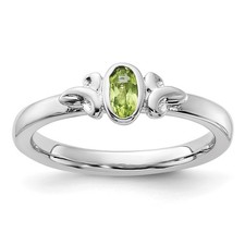 925 Sterling Silver Stackable Expressions Peridot Ring Size 6