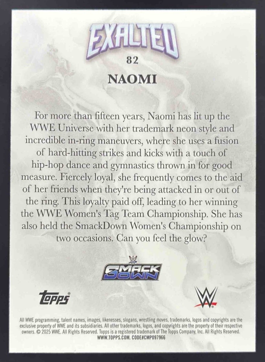2025 Topps Wrestling Exalted Naomi White /150 #82 | eBay