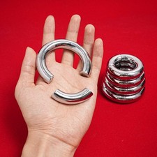 Heavy Male Magnetic Ball Stretcher Metal Penis Cock Ring Lock BDSM Delay Sex Toy