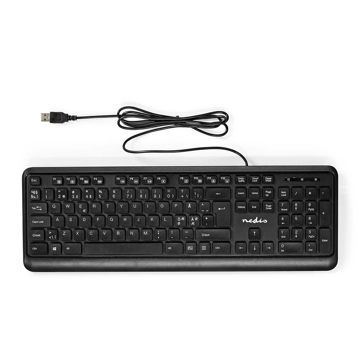 Clavier AZERTY filaire Nedis USB noir avec pavé numérique pour ordinateur