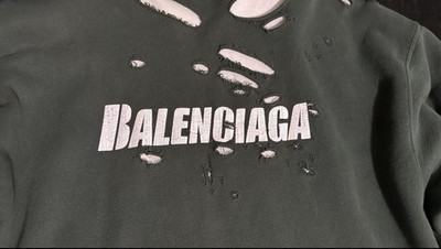 Balenciaga Green Destroyed Hoodie Size XS | eBay