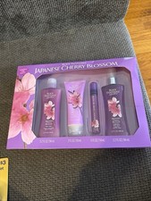 Body Fantasies Japanese Cherry Blossom Spray Eau De Toilette Cream 4 Pc Gift Set