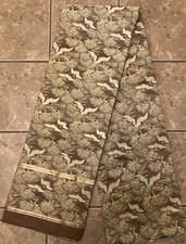 Vintage Gold Maru Obi Crane Pattern Japanese Kimono 156 X 22