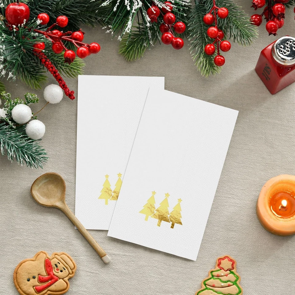 一次性纸餐巾金箔树手巾派对晚餐厨房 — 第 4/4 张图片