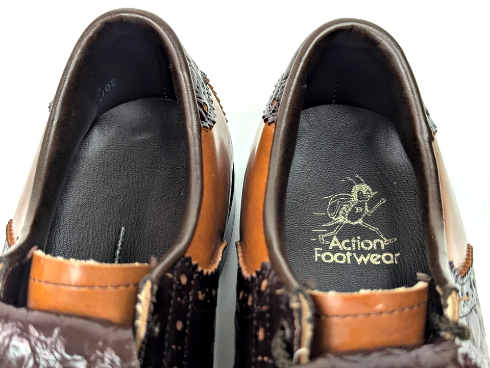 De Colección Calzado de Acción Golf OGLF Zapato Hombres 11D Marrón Kiltie Gator Sillín Metal Spike Foto 4 de 4
