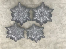 Sparkly Snowflake 6” Decorative Shallow Bowl ❄️ Decor, Candy Dish (Set of 4)