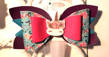 Unicorn Hairbow Faux Leather, Pink and Purple