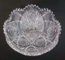 ANTIQUE AMERICAN BRILLIANT PERIOD CUT GLASS CRYSTAL LARGE BOWL 8 1/4"