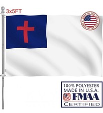 Christian Cross Flag 3x5 ft Double-Sided 3-Ply 100% Polyester Made in USA FMAA