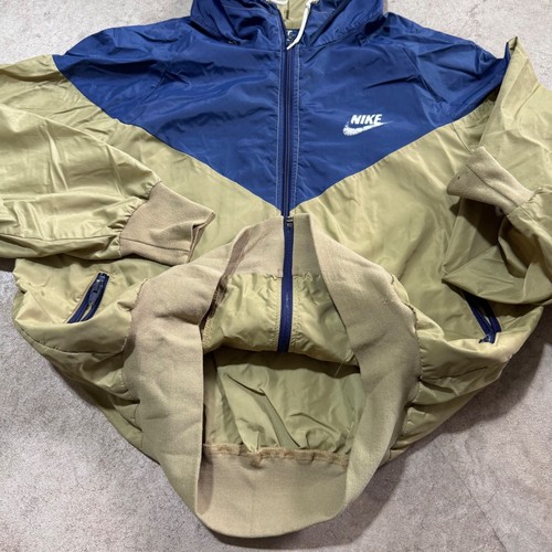 Nike Windbreaker Windrunner Jacket Full Zip Lightweight Hooded Blue Khaki Size L - Picture 5 of 7