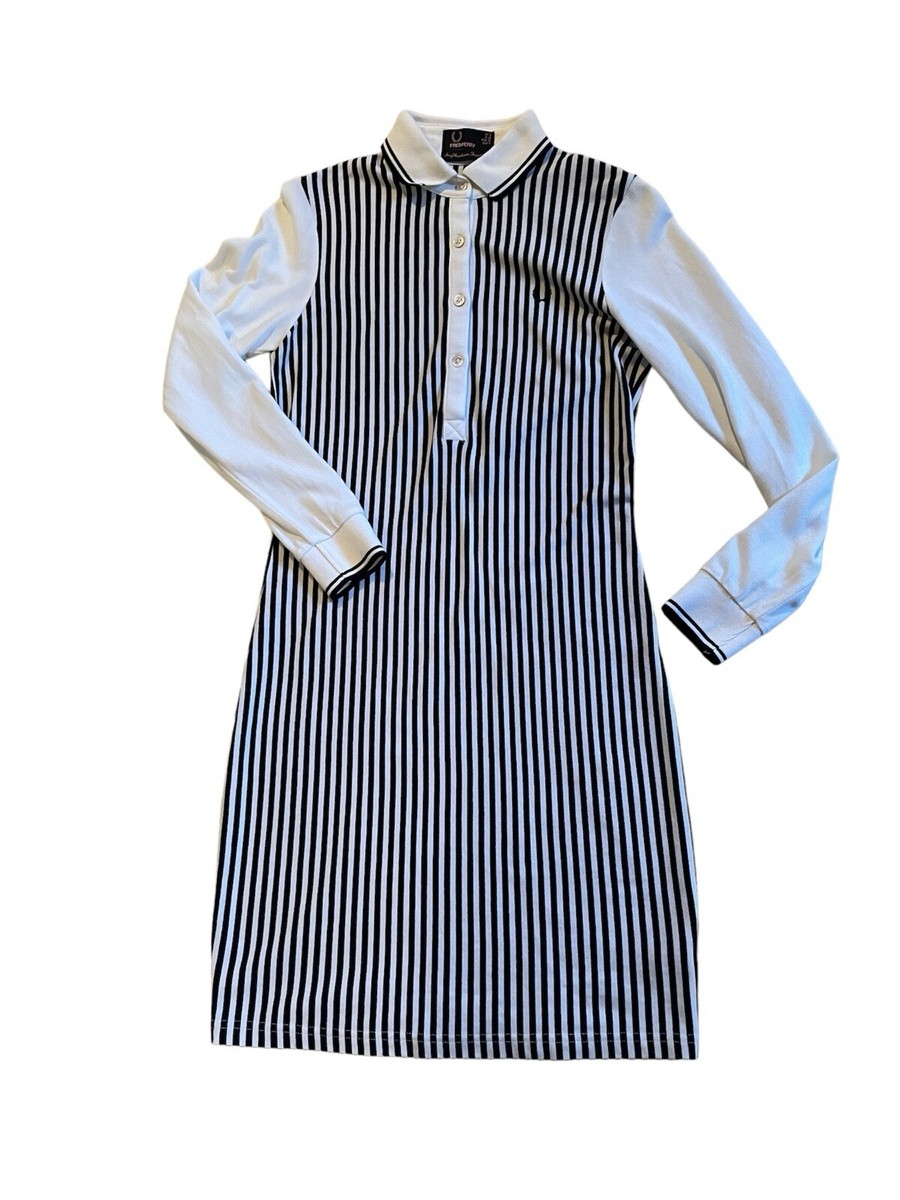 Fred Perry Women Twin Tipped Black White Striped Long Sleeve