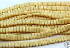 50 CzechMates Two Hole 2-Hole Brick Glass Beads Opaque-Lt Beige 3x6mm