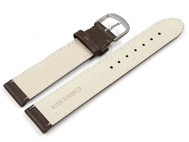 Bracelet de montre brun foncé cuir lisse de veau 13mm 15mm 17mm 19mm 21mm 23mm - Photo 2/2