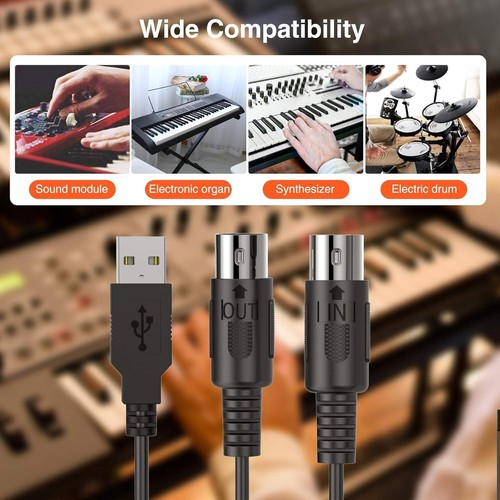 USB MIDI Cable 6.5Ft for Keyboard Synthesizer Recording Laptop Mac Plug & Play - Picture 8 of 11