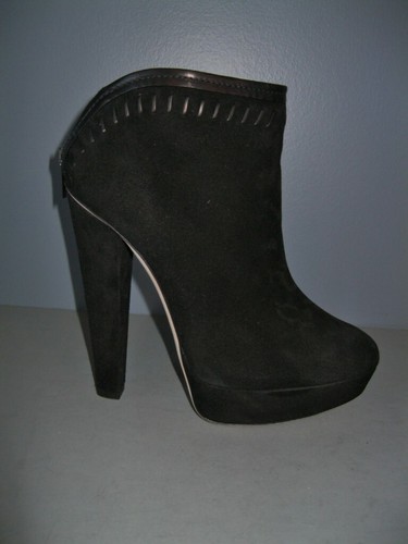 BLACK SUEDE ANKLE BOOTS BOOTIES SHOES 