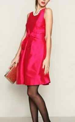 KATE SPADE JILLIAN FIT FLARE FRONT BOW GERANIUM RED SILK