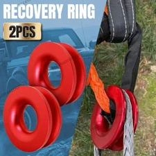 2x Recovery Ring Snatch Block Pulley Heavy Duty Fits Soft Shackle Tow Winch Rope